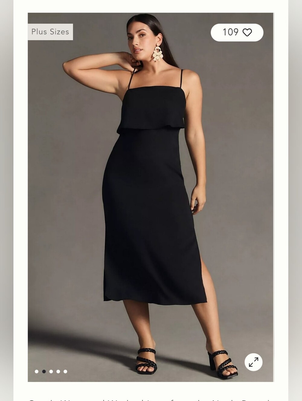Anthropologie Black Layered Midi Dress Size 12